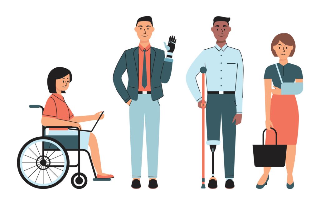 diverse-business-men-and-woman-in-physical-disability-free-vector